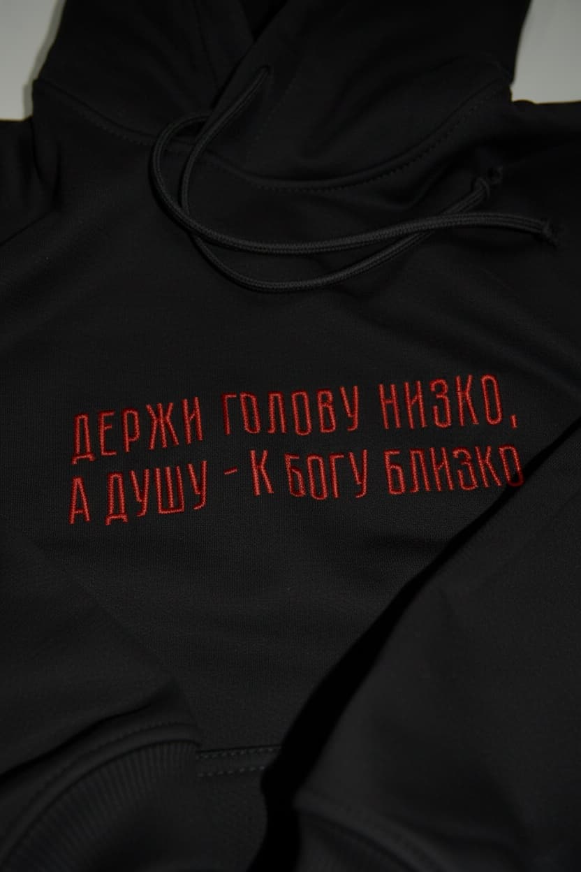 Худи с вышивкой "Держи голову низко" thumbnail 5
