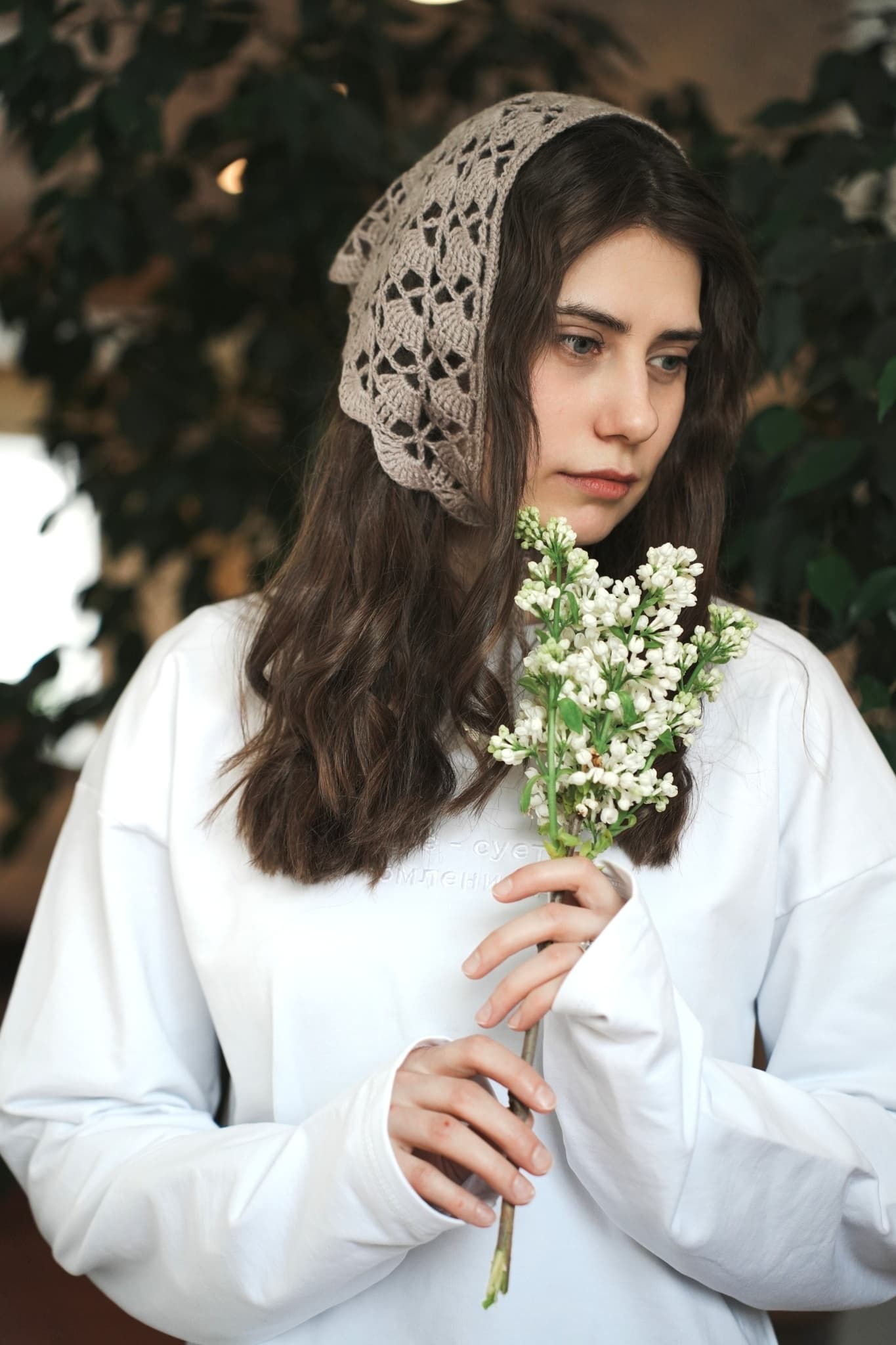Вязаная косынка цвета какао (Предзаказ)