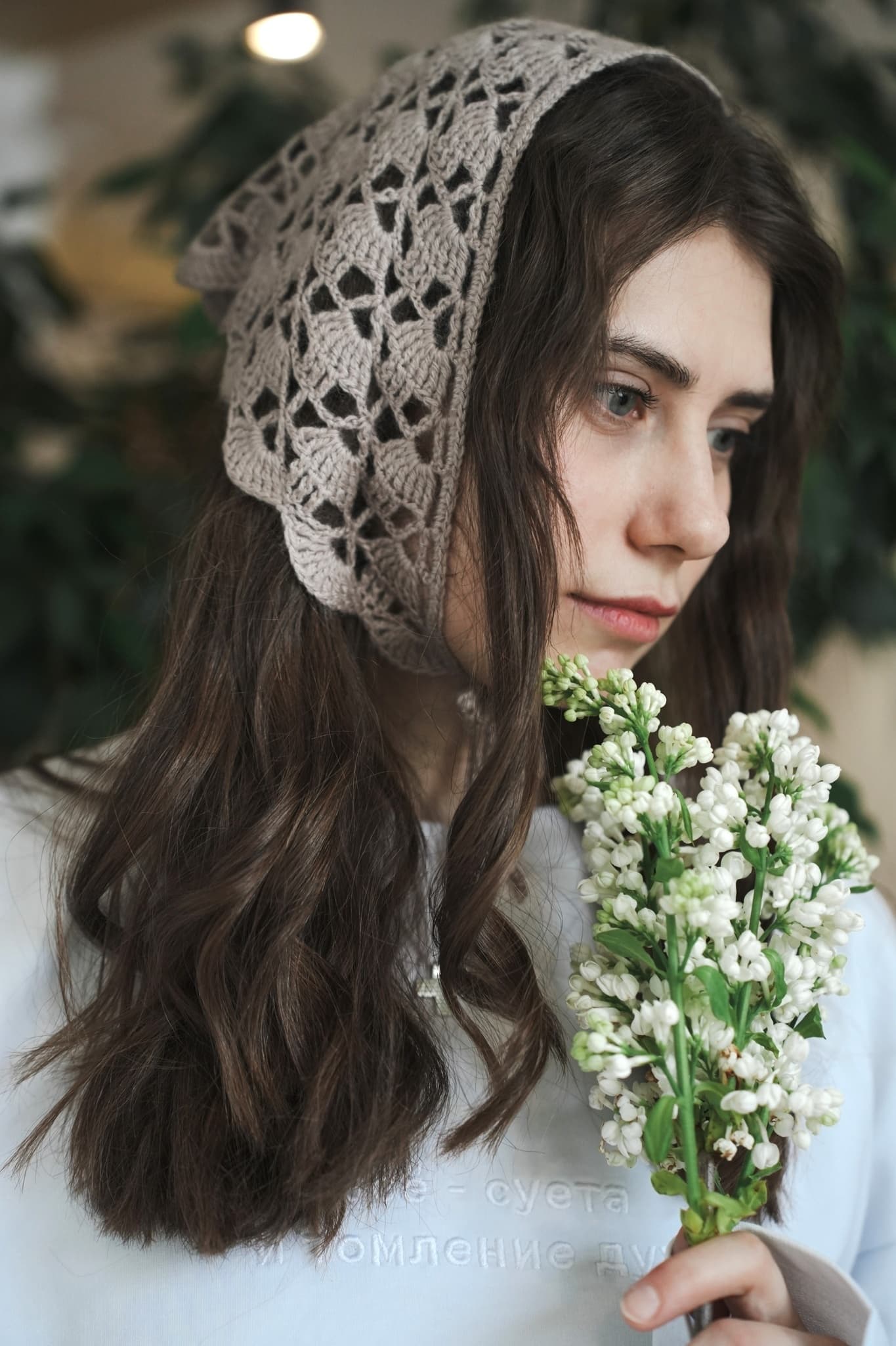 Вязаная косынка цвета какао (Предзаказ)