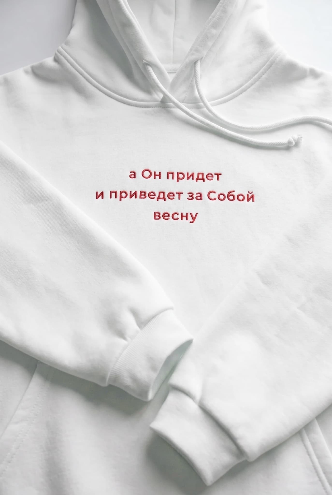 Худи с вышивкой "А Он придет и приведет за собой весну" image 5