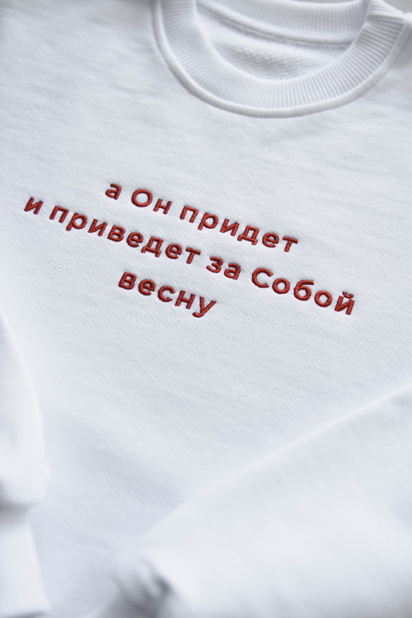 Свитшот с вышивкой "а Он придет и приведет за Собой весну" image 16