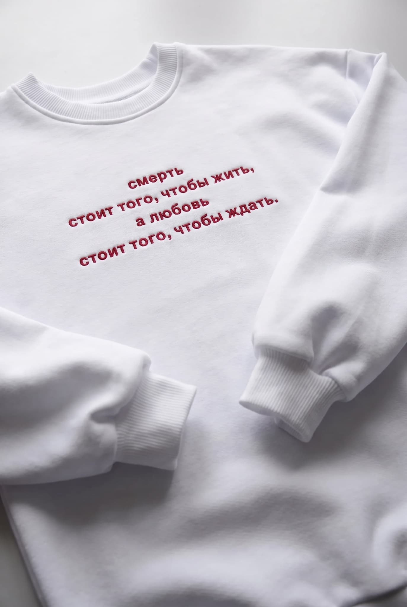 Свитшот с вышивкой "Смерть стоит того, чтобы жить" image 8