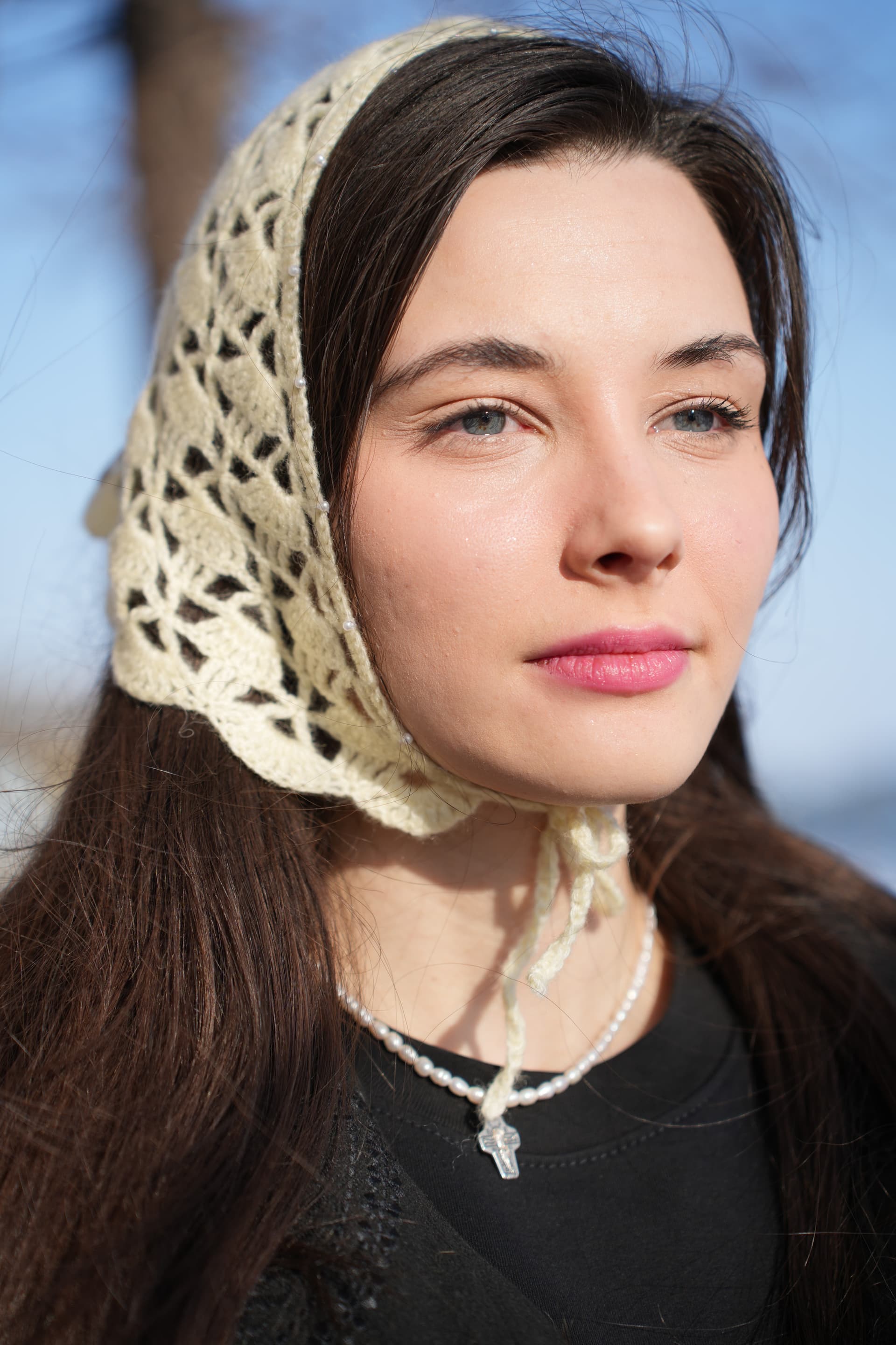 Вязаная косынка сливочного цвета (Предзаказ) image 16
