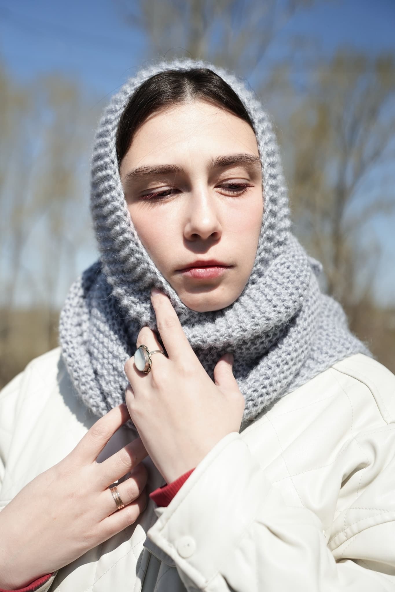 Вязаный платок серый (Предзаказ) image 4